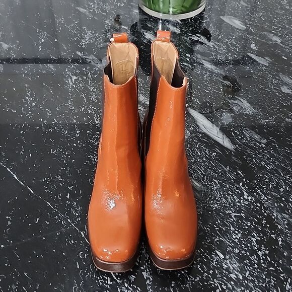 BRAND NEW CIRCUS BY SAM EDELMAN WOMEN'S BROWN  PATENT BLOCK HEEL ANKLE BOOTS G1 - Picture 2 of 15